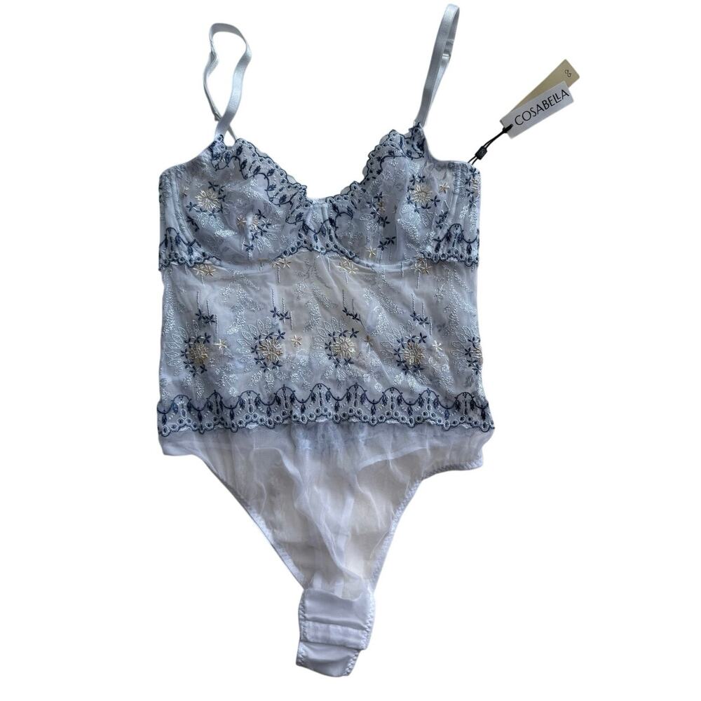 NWT Cosabella Usha Teddy Bridal Embroidered Lace Bodysuit Size 2